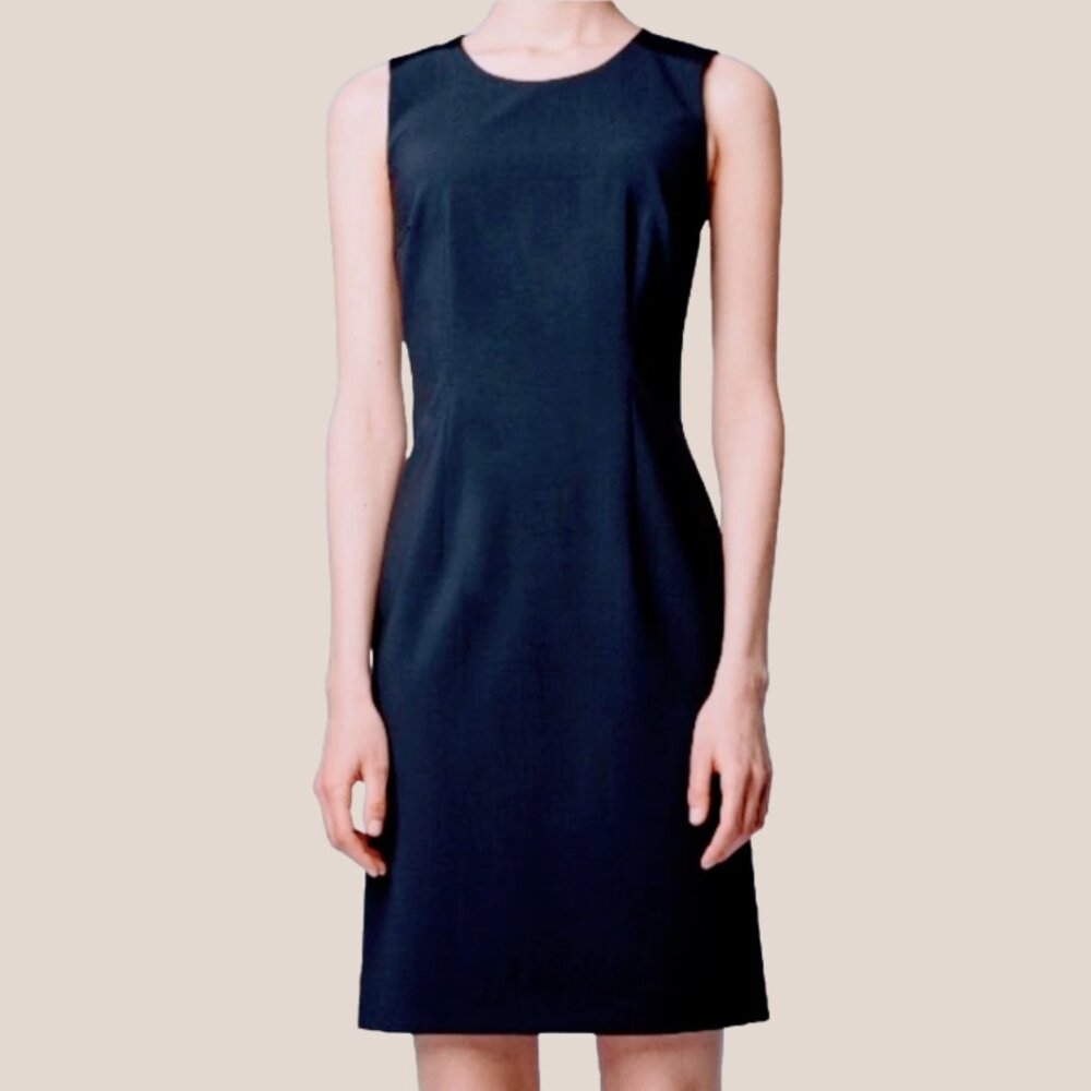 Hugo Boss Dinoma Stretch Wool Blend Navy Sheath Dress Size US 4